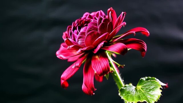 Red Chrysanthemum in Dramatic Focus