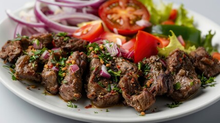 Grilled beef with salad
