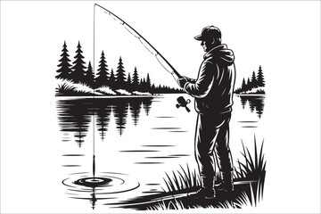 Fisherman Clipart Bundle &ndash; Lake, River, and Boat Fishing Graphics