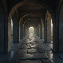 Fototapeta premium Old Stone Corridor with Natural Lighting