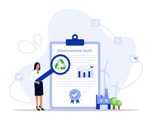 Environmental audit concept illustration. Suitable for landing page, ui, web, App intro card, editorial, flyer, and banner.
