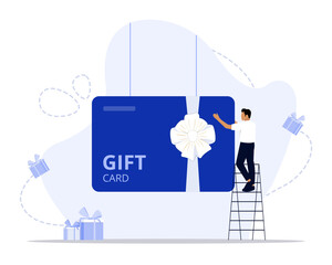 Gift card concept illustration. Suitable for landing page, ui, web, App intro card, editorial, flyer, and banner.