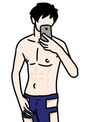 Fototapeta premium cute man cartoon on white background