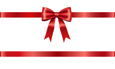 Red Ribbon with Decorative Bow – Glossy Gift Decoration