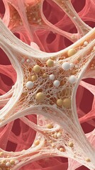 Microscopic view of bone tissue with osteocytes and marrow