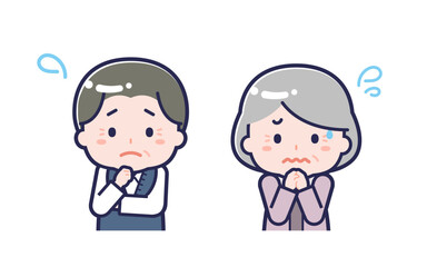 私服のシニア／2人組／男女 05