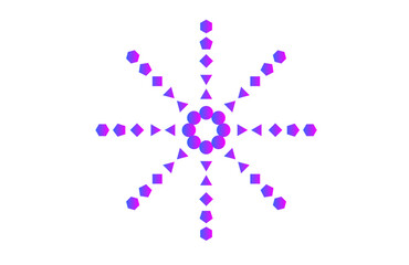 Modern geometric ornament in purple with star-like diamond, circle , triangles, vector design, branding assets, seamless backgrounds, packaging, stickers, and stylish decorative compositions