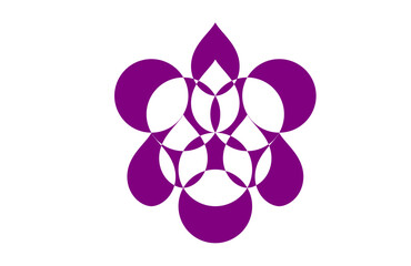 Stylized Abstract Flower Mandala with Purple Petals and Curved Geometry – Ideal for Spiritual Branding, Art Prints, Meditation Aids, and Textile Design