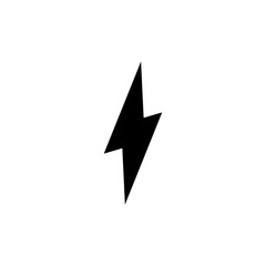 A vector illustration of a minimalist black lightning icon on a white background. Suitable for use as a symbol for electricity, energy, power, or speed in graphic design or technology applications.