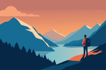 silhouette of a man in the mountains