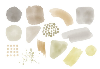 くすみカラーの大人かわいい水彩素材