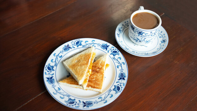 Roti Bakar Selai Srikaya, toasted brioche loaf with kaya jam
