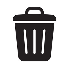Trash can silhouette vector icon, symbol on white background
