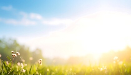 Obraz premium Peaceful sunrise over a grassy field