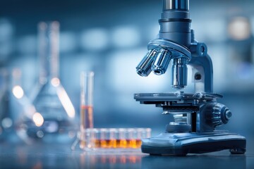 Modern scientific microscope in a laboratory setting