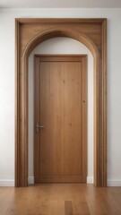 Elegant Wooden Doorway with Pristine White Wall