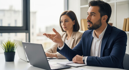 Businessman Explaining with Hand Gesture During Meeting.