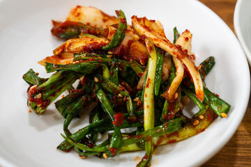 spicy fermented scallion kimchee