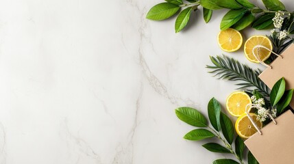 Natural paper bags with citrus & greenery