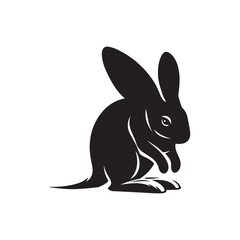 National Bilby Day Silhouette Vector Illustration, Solid White Background.