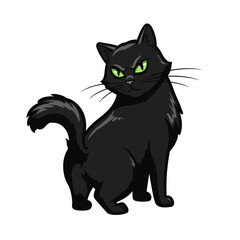 Obraz premium Sassy Black Cat Flicking Its Tail Cute Doodle Vector Illustration