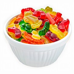 A white ceramic bowl filled with an assortment of sweets 