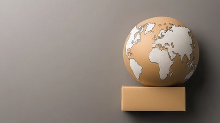 Globe with World Map Design on Neutral Background for Travel Concept