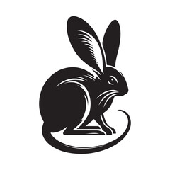 National Bilby Day Silhouette Vector Illustration, Solid White Background.