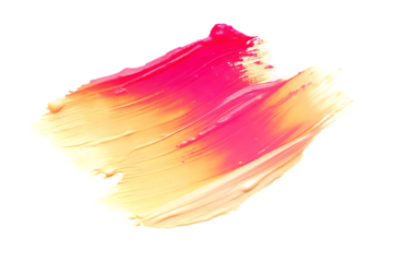 Abstract paint stroke with pink and yellow gradient on black background