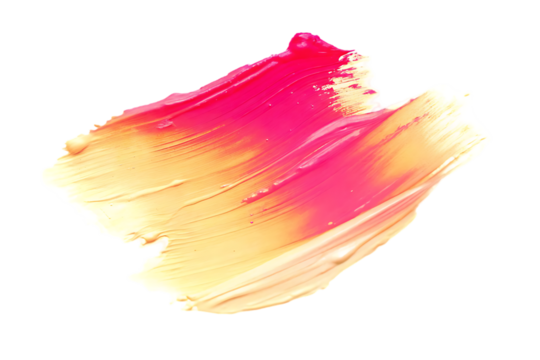 Abstract paint stroke with pink and yellow gradient on black background