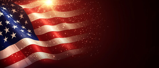 american flag banner with copy space veterans day background