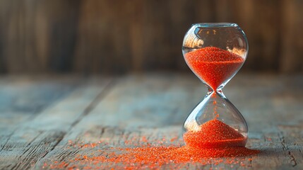 Translucent hourglass with memories as sand, some grains glowing red to signify cognitive health concerns.