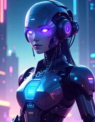 Futuristic robot woman portrait
