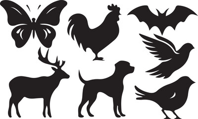 Rooster silhouettes vector arts