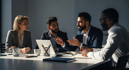 Business Team Meeting Around Conference Table.