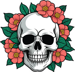 Aesthetic Floral Skull Graphic