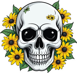 Aesthetic Floral Skull Graphic