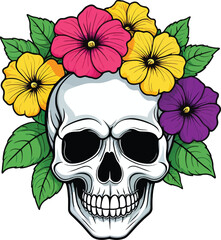 Aesthetic Floral Skull Graphic