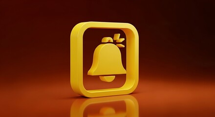 Golden bell notification icon on a brown background representing alerts and reminders for digital applications