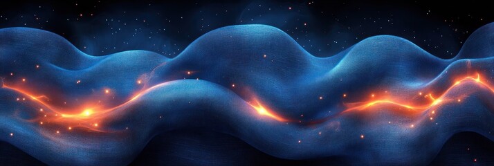 Electric Blue Waves with Orange Light