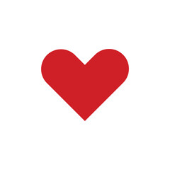 Vector illustration of a red heart icon with a minimalist design on a white background. This symbol of love, affection, and emotion is often used in graphic design, social media, and romantic-themed d