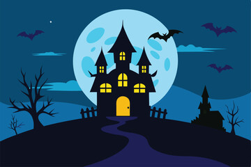 spooky halloween night background with full moon   (1).eps