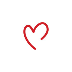 Vector illustration of a red heart icon with a minimalist design on a white background. This symbol of love, affection, and emotion is often used in graphic design, social media, and romantic-themed d