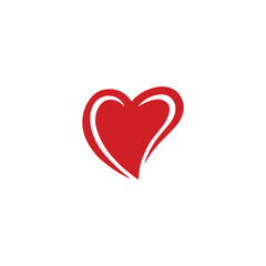 Vector illustration of a red heart icon with a minimalist design on a white background. This symbol of love, affection, and emotion is often used in graphic design, social media, and romantic-themed d