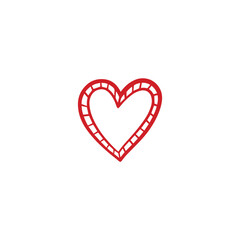 Vector illustration of a red heart icon with a minimalist design on a white background. This symbol of love, affection, and emotion is often used in graphic design, social media, and romantic-themed d