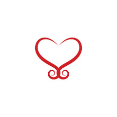 Vector illustration of a red heart icon with a minimalist design on a white background. This symbol of love, affection, and emotion is often used in graphic design, social media, and romantic-themed d
