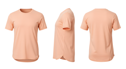 Blank Peach T-Shirt Flat Lay for Fashion or Advertisement Use