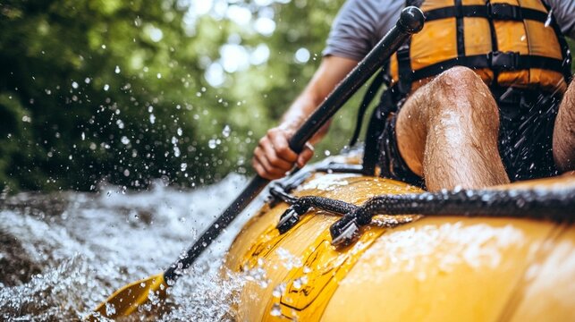 Person kayaking in a fast-moving river - Powered by Adobe