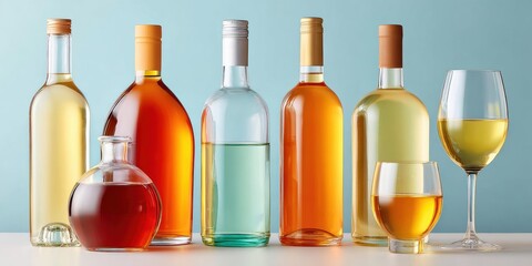 Premium Assorted Alcohol Bottles and Glasses for Legal Drinking Age Day Spring Celebrations and Cinco de Mayo Social Events Marketing Campaigns