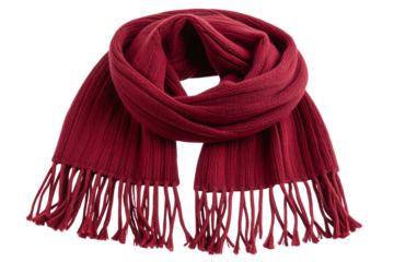 Woolen Scarf with Fringe Details, isolated on transparent background